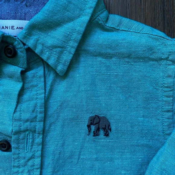 Janie and Jack | Teal button up Shirt - Picture 3 of 4